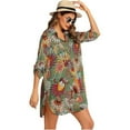 thumbnail image 2 of Uhndy Women's Swimsuit Beach Cover Up Shirt Bikini Beachwear Bathing Suit Plus Size V Neck Beach Dress Light green XXL, 2 of 5