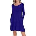 thumbnail image 2 of Aiyino Women Casual Swing Dresses Beach Cover up Loose Long Sleeve Midi Dress with Pocket, 2 of 4