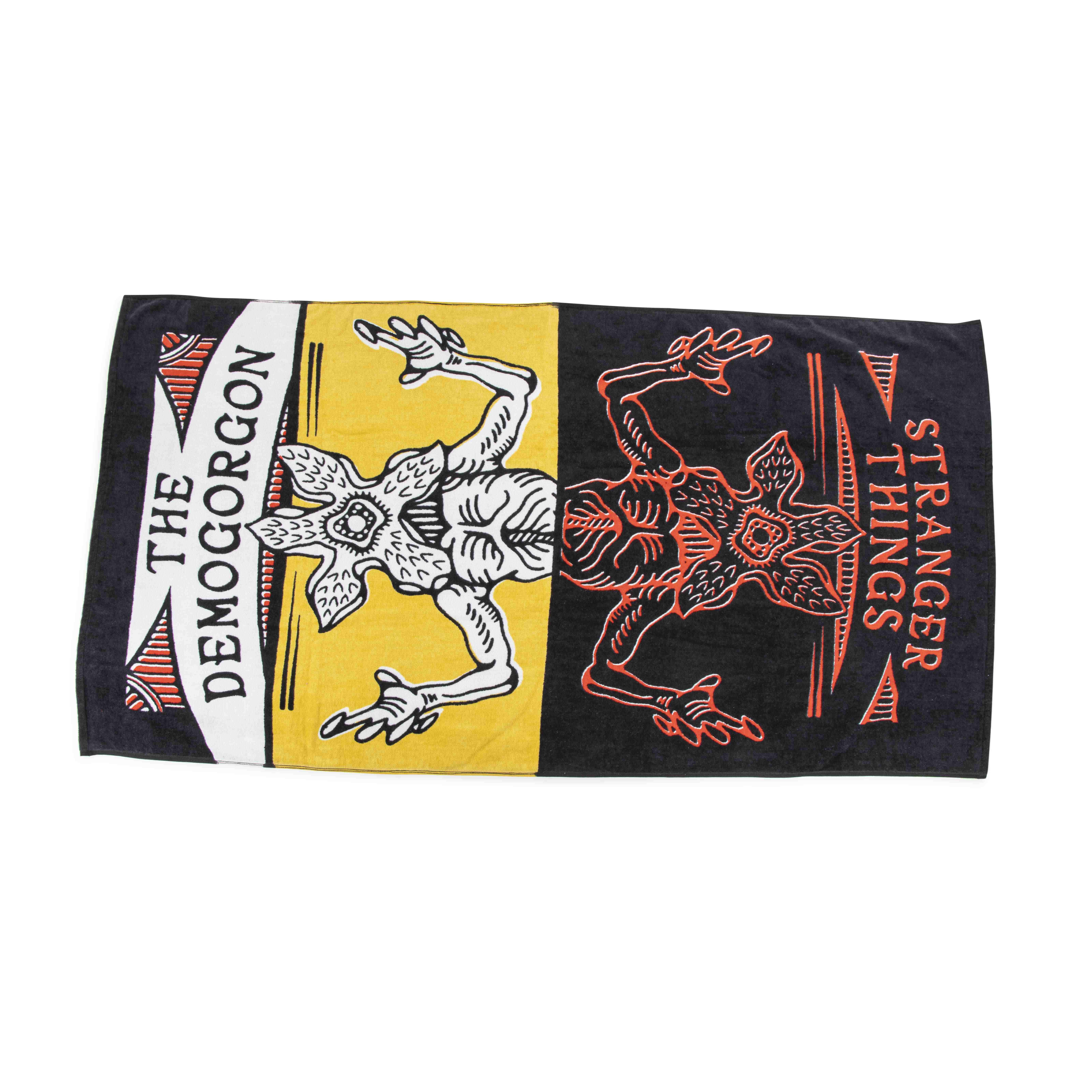 Stranger Things The Demogorgon 34" x 64" Oversized Bath Towel, Cotton, Red and Yellow, Netflix