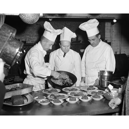 Senate Restaurant 1942 Nchefs At The United States Senate Restaurant Prepare A Lunch Of Dehydrated Foods For The Senators Washington DC Photograph By George Danor December 1942 Poster Print by