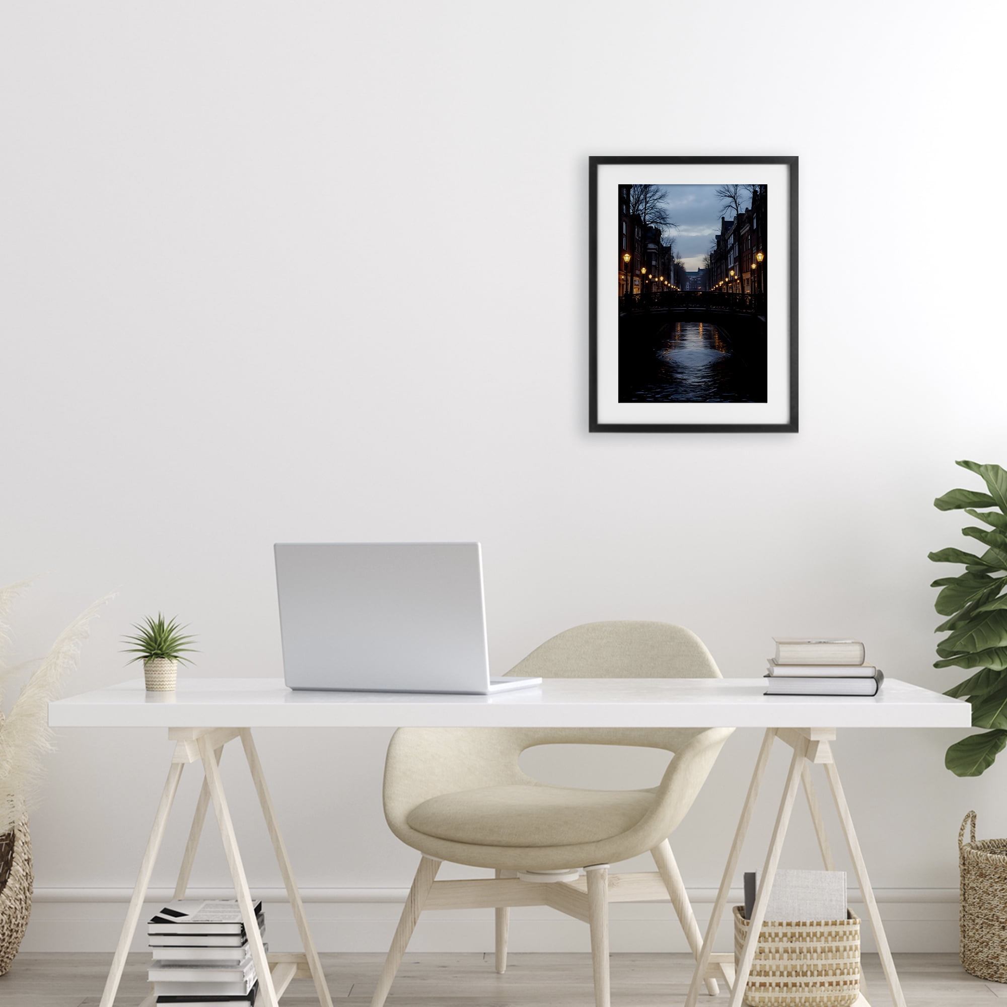 Stupell Industries Lantern Light over Quiet Canal Black Framed Print Under Glass, design by Creative Studio