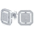 thumbnail image 1 of Geometric Rounded Square Double Box Cubic Zirconia Pave CZ Stud Earrings for Men .925 Sterling Silver 12MM, 1 of 4