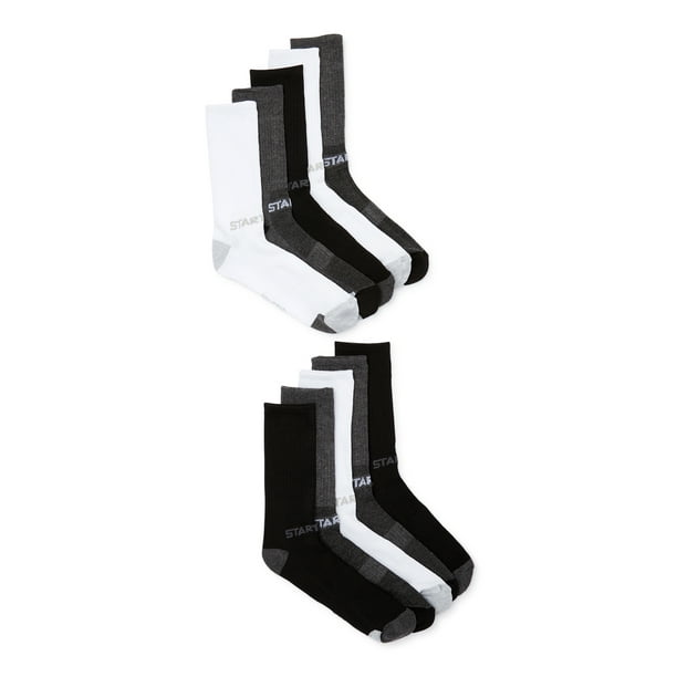 Starter Men's Two Tone Toe Crew Socks, 10Pack