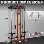 Mikolo Foldable Power Rack Cage,1000lbs Capacity Wall Mounted Squat Rack, Independent pulley system, Space Saving Home Gym Equipment
