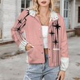 thumbnail image 3 of Jackets for Women Winter Coat Jackets Flannel Stand Collar Jacket(Pink Background Black Starburst Design,Size:S-4XL), 3 of 7