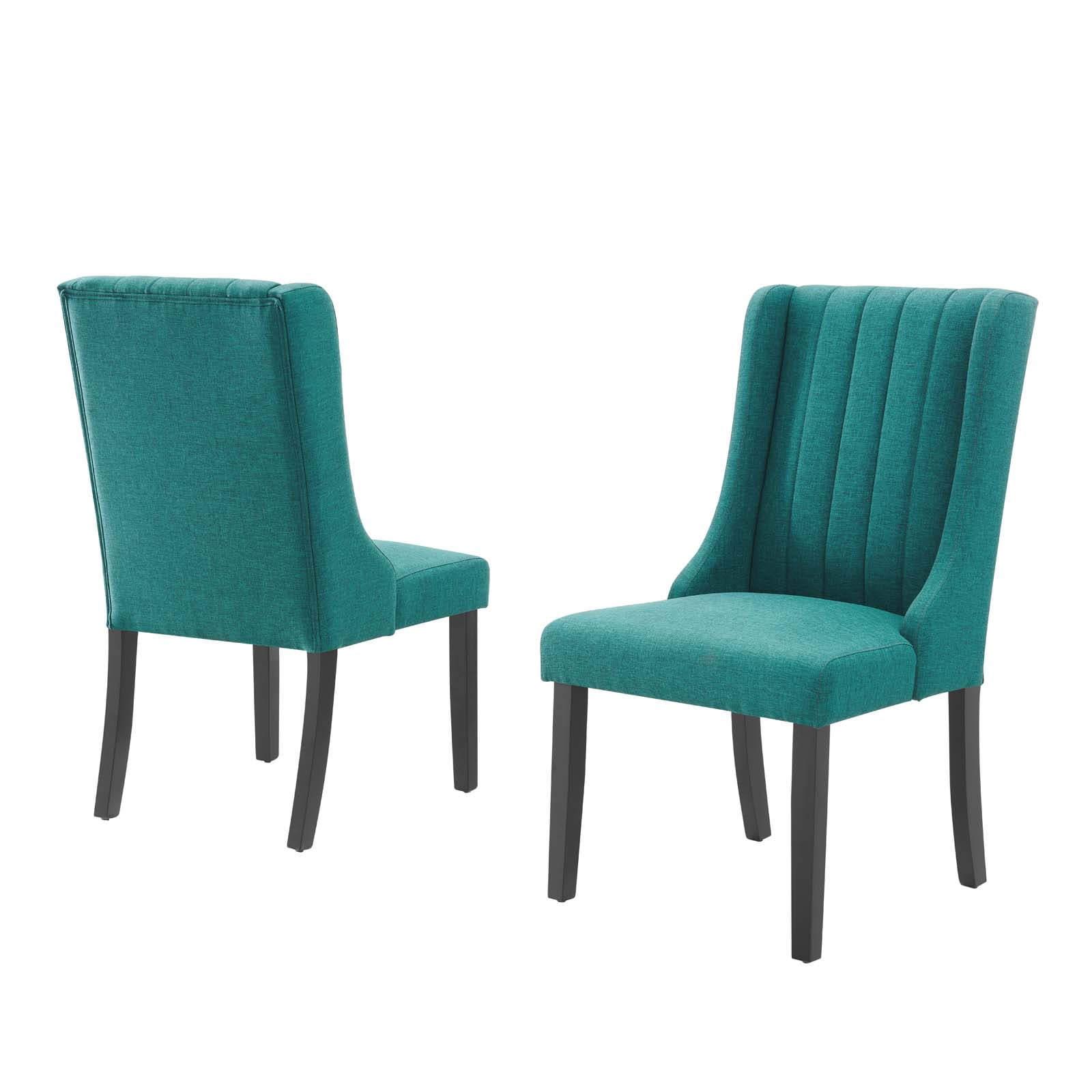 Side Dining Chair, Set of 2, Fabric, Teal Blue, Modern Contemporary
