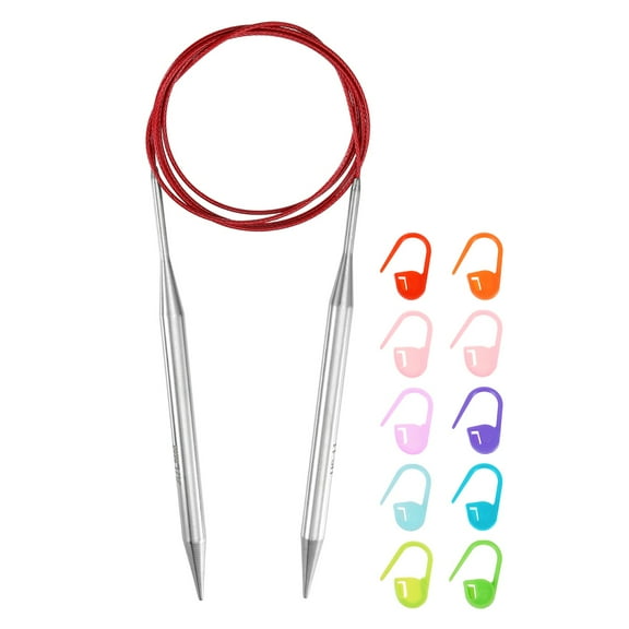 Uxcell Knitting Needles Size US 11(8mm) Circular Needle 47 Inch(120cm) Round Metal Stainless Steel Needle for Handmade Projects DIY Knitting