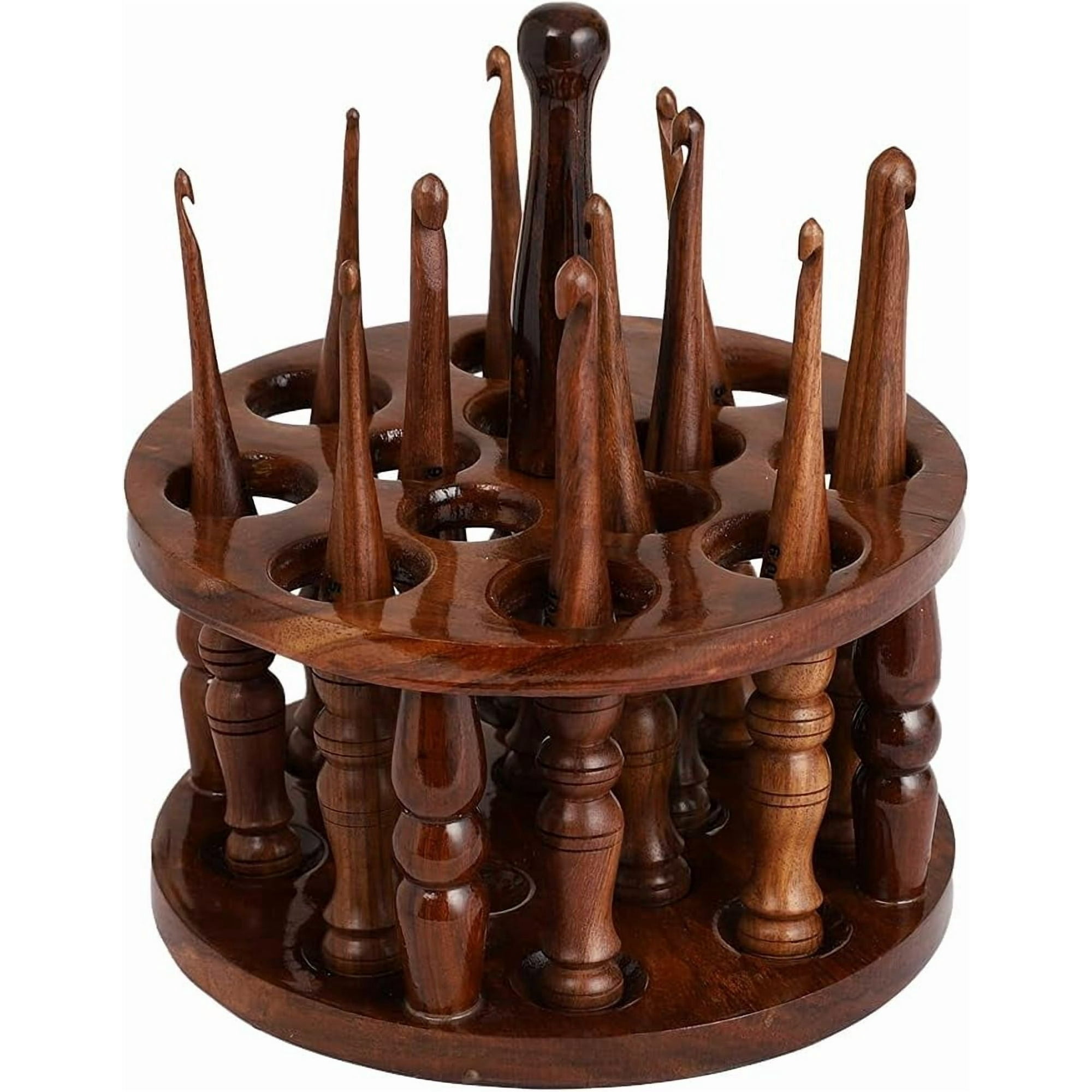 Rosewood Wooden Crochet Hooks Needle Yarn Knitting Yarn Ergonomic Antique Needle Hooks Wood Set Of 13 Hooks Needle With Stand holder