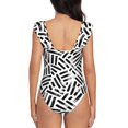 thumbnail image 6 of Yiaed Weave Geometric Print Women's Ruffled One Piece Swimsuit V Neck Swimwear Slimming Monokini for Woman-Large, 6 of 8