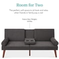 thumbnail image 5 of Best Choice Products Fabric Upholstered Convertible Futon w/ Rounded Armrests, Wooden Legs, 2 Cupholders - Charcoal, 5 of 8