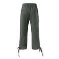 thumbnail image 5 of Hurxie Women's Linen Capri Pants with Drawstring Petite Summer Beachwear Lightweight Elastic Waist Pants Army Green,2XL, 5 of 6