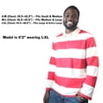 thumbnail image 2 of By Mullay Men's Striped Rugby Shirt - Long Sleeve Cotton Polo - Classic Collared Casual Golf Shirt, Red/White, L-XL, 2 of 4