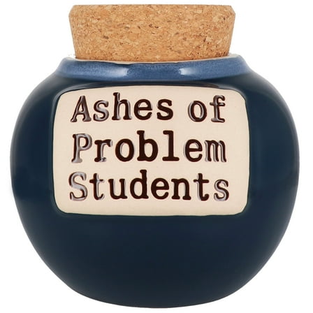 Cottage Creek Ashes of Problem Student Piggy Bank, Ceramic Dark Blue 6" Candy Jar, Teacher Gifts