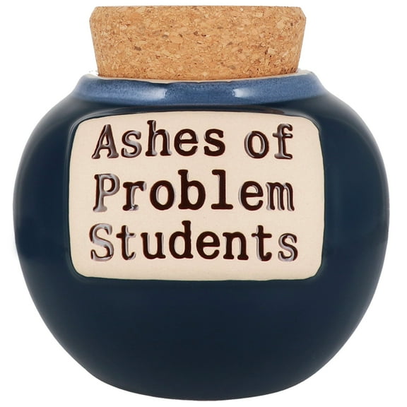 Cottage Creek Ashes of Problem Student Piggy Bank, Ceramic Dark Blue 6" Candy Jar, Teacher Gifts