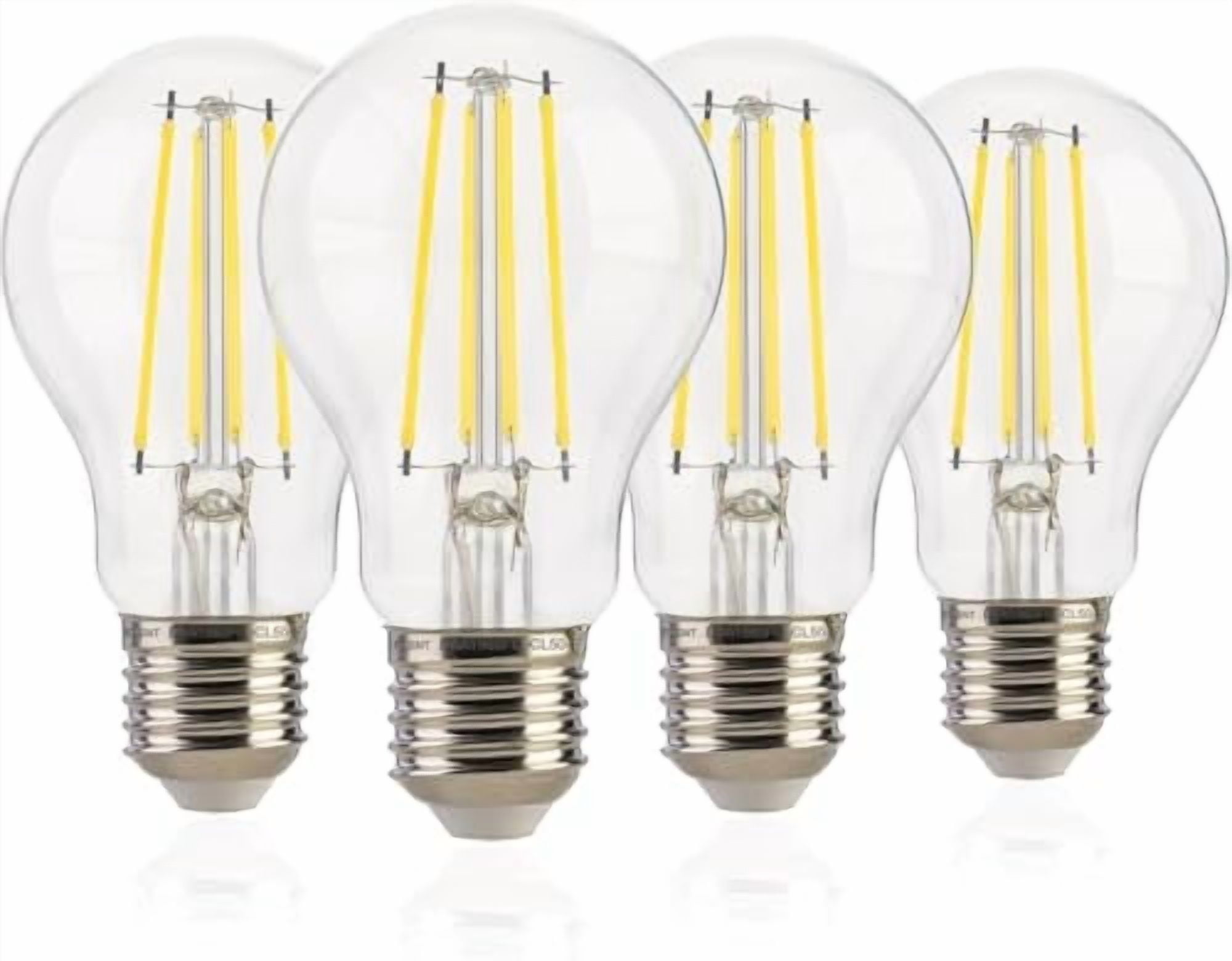 Jaspertronics Dusk to Dawn Outdoor Sensor A19 LED Bulb 5000K Daylight 8W 1400LM Vintage Filament E26 Base Auto On/Off Photocell Auto 4 Unit per pack