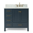 thumbnail image 2 of Ariel Cambridge 37 In. Right Offset Oval Single Sink Vanity With Carrara White Marble 0.75 In Countertop In Midnight Blue, 2 of 10