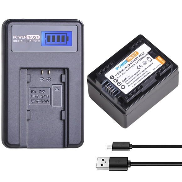 Batería y Cargador USB PowerTrust BP-718 para Canon HFR80 HFR800