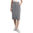 thumbnail image 1 of Falda Midi de Mujer Inspire Chic de Cintura Alta con Espalda Elástica de Pana XS Gris, 1 of 5