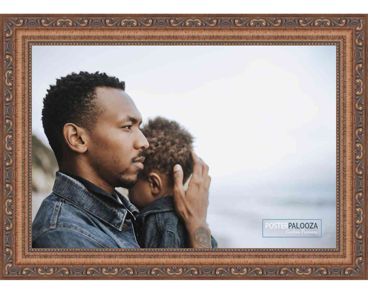 18x24 Antique Gold Bronze Wood Picture Frame - UV Acrylic, Foam Board Backing, Hanging Hardware