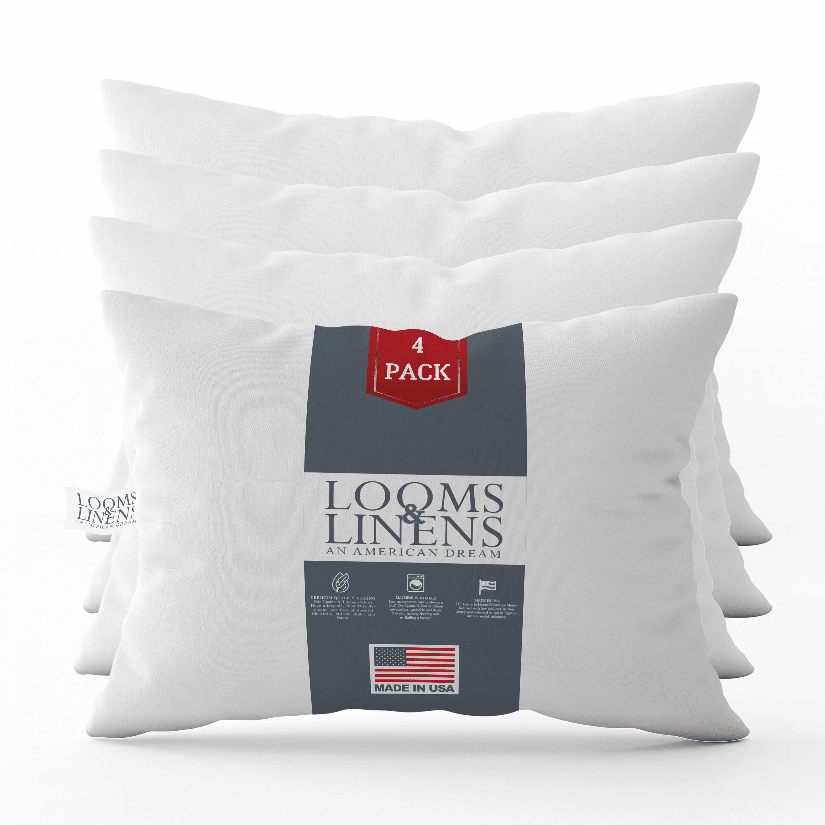 Looms & Linens Hotel Luxury Sleeping Pillows 20 x 36 4Pack King Bed