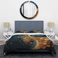 thumbnail image 3 of Designart "Gold Teal Abstract VORTEXs II" Abstract Bedding Covert Set - Abstract Spirals Gold Modern Bed Set With 1 Sham, 3 of 6