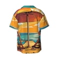 thumbnail image 6 of Lsque Vintage Beach Sunset print Men's Cuban Collar Short Sleeve Shirt Summer Beachwear Casual Button Down Fashionable Vacation Leisure Shirt-Large, 6 of 7