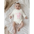thumbnail image 4 of Spewahor Newborn Baby Girls Knit Fall Romper, Long Sleeve Crew Neck Embroidery Bow Letters Bodysuit Sweater for Casual Daily, 4 of 9