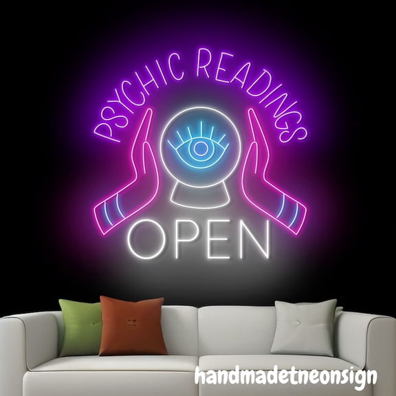 Handmadetneonsign Psychic Readings Open Neon Sign, Psychic Reader Wall Art, Psychic Wall Decor 040577