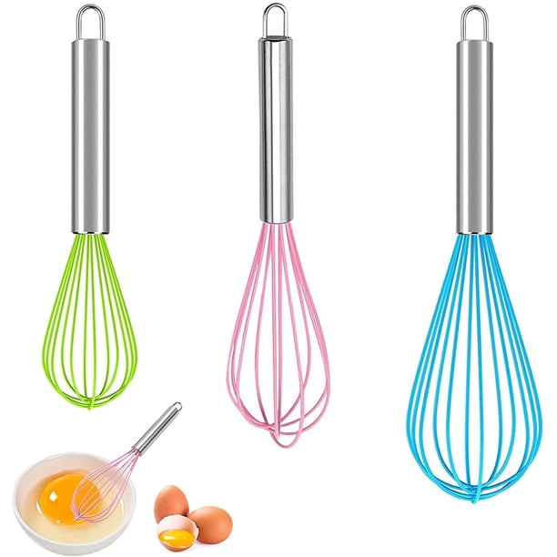 Batidor de silicona de 3 piezas, batidor de huevo de silicona, batidor de globo, batidor de cocina, batidor de repostería, batidor antiadherente, para mezclar, para mezclar batidor de cocina, batir y