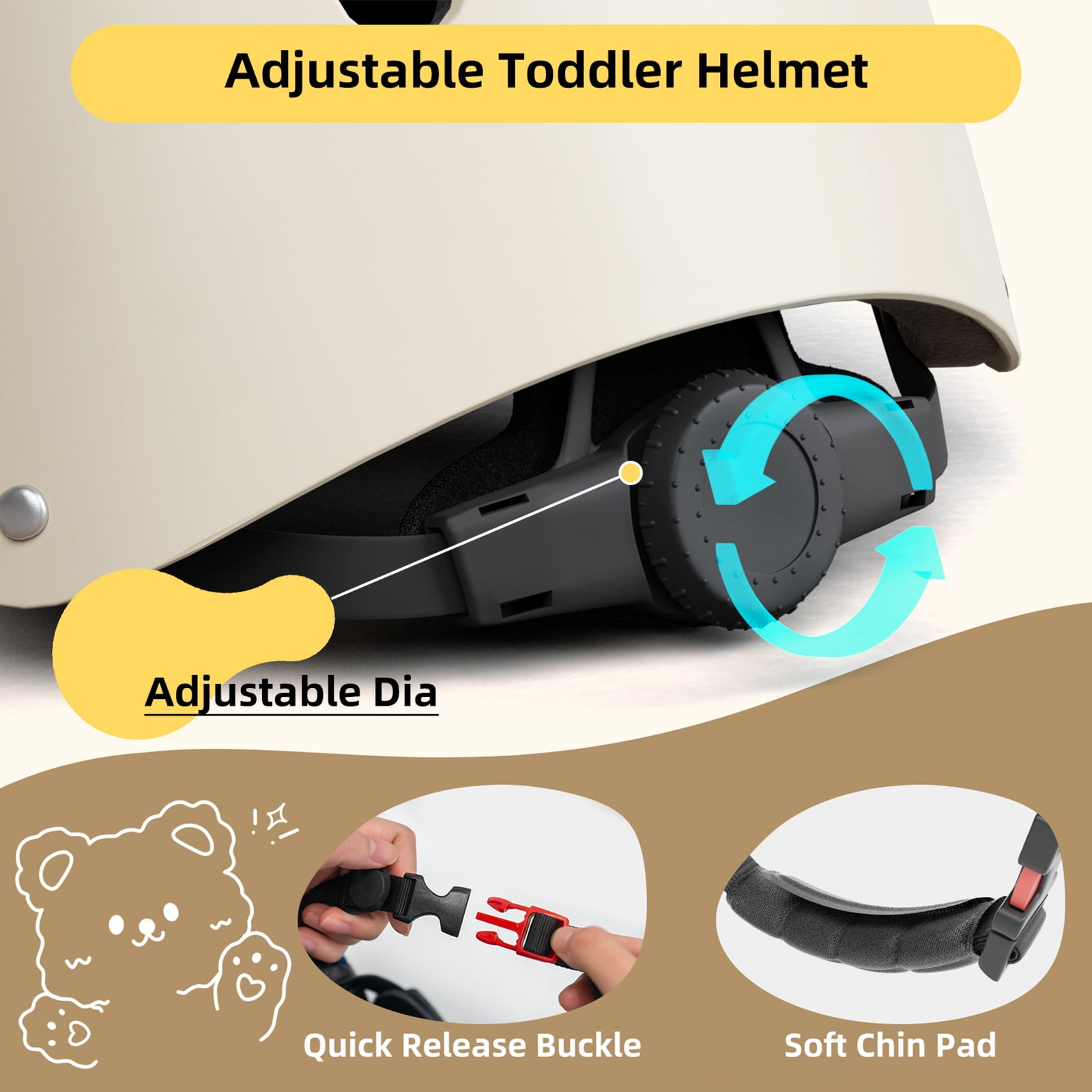 XJD Little Bear Toddler Bike Helmet Age 1-5 - Lightweight Kids Bicycle Helmet for Boys Girls, Multi-Sport Protection for Scooter Cycling Skating