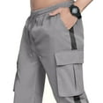 thumbnail image 6 of Mens Jogging Pants with Zipper Pockets Mens Cargo Pants Men's Solid Casual Outdoor Straight Pant Type Fitness Trousers with Multiple Pockets Khaki Pants for Men, 6 of 7