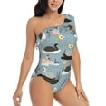 thumbnail image 3 of Pofeuu Swan Princess On Lake Print Women's One Piece Swimsuits One Shoulder Swimwear Asymmetric Ruffle Monokinis Bathing Suits-Large, 3 of 6