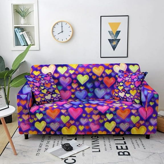 Elastic Sofa Cover for Living Room Love Heart Print Slipcover Sectional Cushion Cover Sofa Cover Valentine's r Fundas Sofa