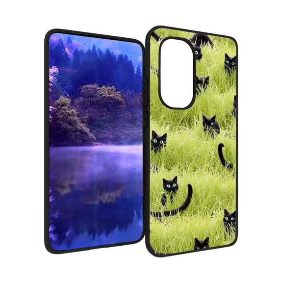 Black-Cat Phone Case, Degined for Motorola Moto Edge 2022 Case Men Women, Flexible Silicone Shockproof Case for Motorola Moto Edge 2022