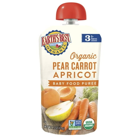 Earth's Best Organic Pear Carrot Apricot Baby Food Puree Stage 3, 4.2