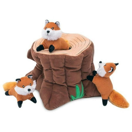 UPC: 0810032680121 | ZippyPaws 817061 Burrow Interactive Fox Stump Plus 3 Foxes Dog Toy  Extra Large