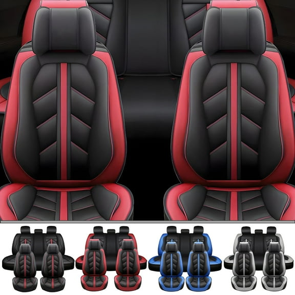 TIANLAIMEI Leather Automotive Car Seat Covers, Front Rear Back Seat Cushion Waterproof Protector, Full Set 5-Seats, Car Interior Decoration Mat, Universal Fit for Most Cars SUVs