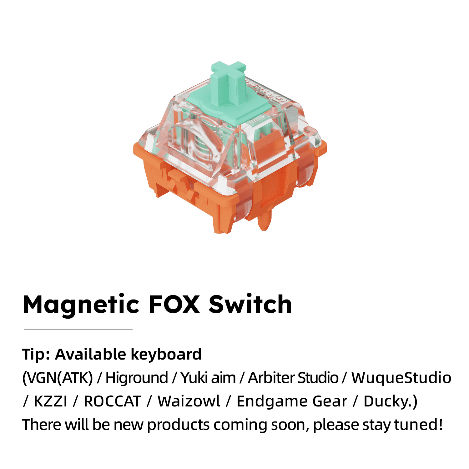 GATERON Magnetic FOX HE Linear Keyboard Switches, Pre-lubed Hall Effect Freely Setting Pre-Travel Key Switches for Magnetic Gaming Keyboard (70PCS)