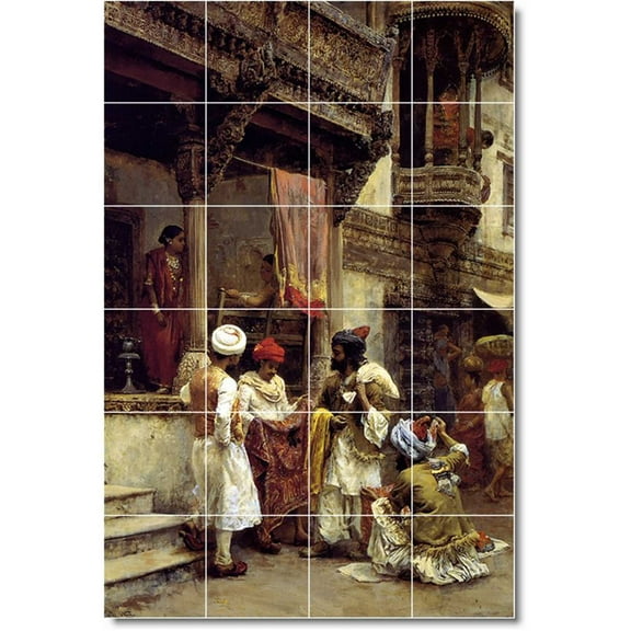 Ceramic Tile Mural-Edwin Weeks City Wall Tile Mural 18. 17" w x 25.5" h using (24) 4.25 x 4.25 ceramic tiles