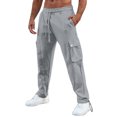 thumbnail image 1 of XDZJLR Casual Pants for Men Pocket Sports Drawstring Straight Leg Cargo Trousers, 1 of 4