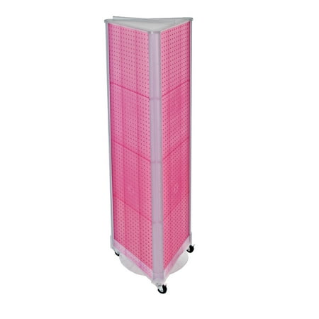 

Azar Displays 700451-PNK Pink Three-Sided Pegboard Tower Floor Display on Wheeled Base. Panel Size: 16 W x 60 H