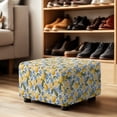 thumbnail image 4 of Xixirimido Lemon Vintage Floral Blue Pattern Ottoman Cover Rectangle Stretch Footrest Stool Cover for Storage Ottoman, Foot Stool Slipcover Protector with Nonslip Elastic Bottom, Large, 4 of 7