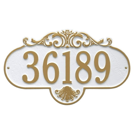 Whitehall Products 2020WG Petite Wall One Line Rochelle Address Plaque, White & Gold