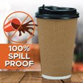 thumbnail image 4 of OzBSP 90 Pack 16 oz Disposable BROWN Coffee Cups with Lids - 16oz Paper Coffee Cups Ripple Wall Double Wall Hot Cups To Go, No Sleeves Needed, 4 of 9