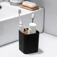 thumbnail image 3 of Bamboo Toothbrush Holder, 3-Slot Bathroom Organizer for Electric Toothbrushes, Toothpaste, Floss & Razors – Black, 3 of 6