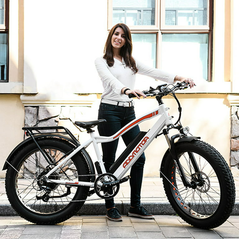 Addmotor 26 Electric Bike, 750W 48V 17.5Ah Fat Tire Mountain Electric  Bicycle for Adults, Shimano 7 Speed, 26MPH, M-550 White