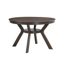 Newboti 47.24"Round Rubber Wood Dining Table for 4-6 with Wooden Trestle Pedestal Base,Modern Kitchen Wooden Table Dinner Table for Dining Room, Living Room,Brown(1 Table) 689334052551903