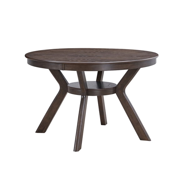 Newboti 47.24"Round Rubber Wood Dining Table for 4-6 with Wooden Trestle Pedestal Base,Modern Kitchen Wooden Table Dinner Table for Dining Room, Living Room,Brown(1 Table) 689334052551903