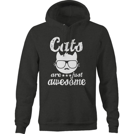 Cats are just Awesome Pet Love Cat Lady Hoodie for Big Men 3XL Dark Grey