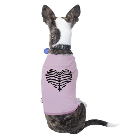 Heart Skeleton Funny Halloween Costume Tshirt For Small Dogs